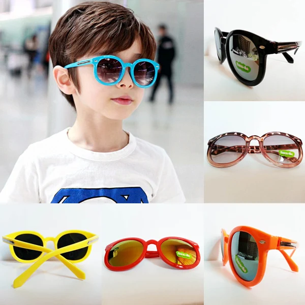 Kids Plastic Frame Sunglasses Toddlers Rivet Round Sun Glasses for Boys