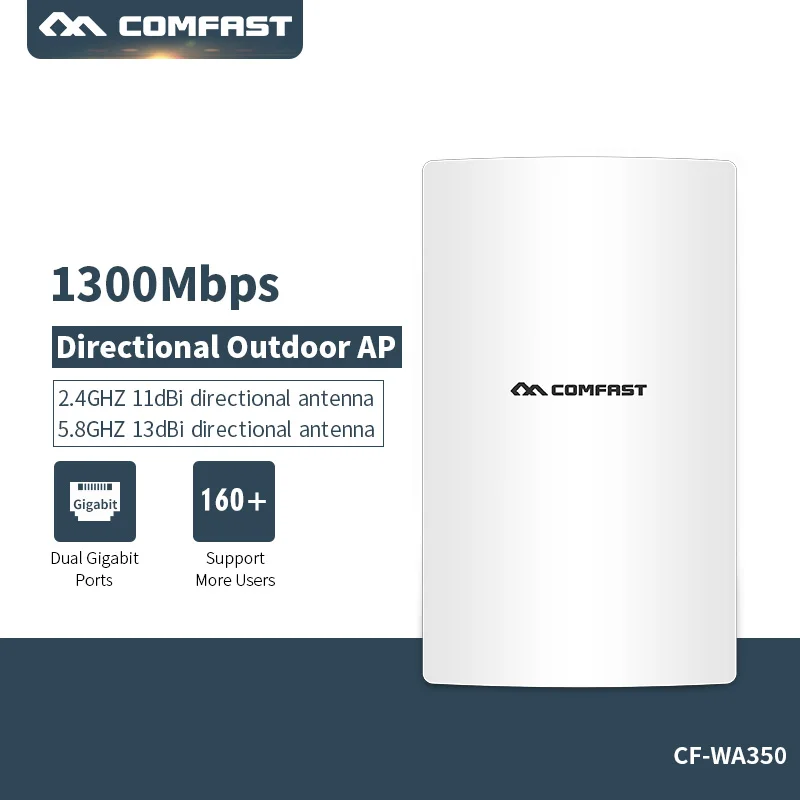 

High Performance Outdoor Wireless Router CPE 500mW 1300Mbps Base AP Dual 11dbi+13dbi Antenna WIFI Extending Network Bridge