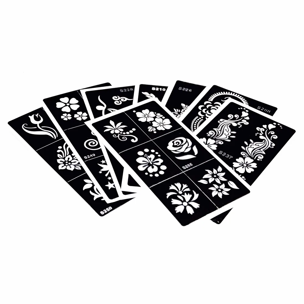 8 Sheet DIY Henna Tattoo Stencil Airbrush Painting Flower Butterfly Pattern Sexy Women Body Art Glitter Tattoo Templates S200#12 (8)