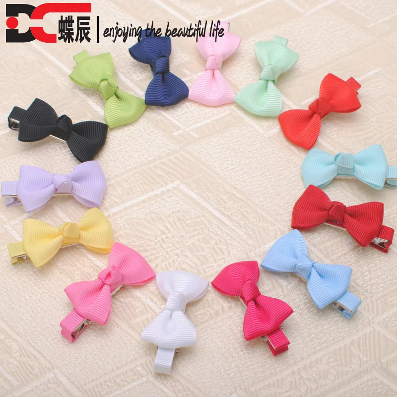 

2 pieces/lot Cute Solid Grosgrain Hair Ribbon Bows Barrettes Girls Ribbon Bow With Clips Kids Hair pins