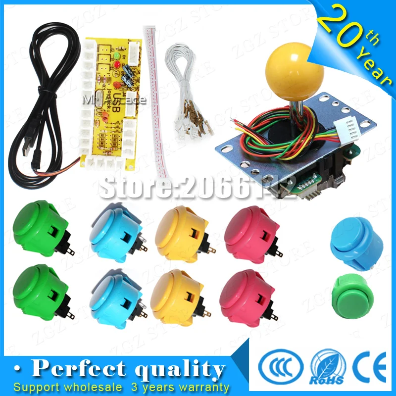 

New USB Encoder To PC Joystick Games Sanwa JLF-TP-8YT Rocker + 10x Push Buttons For Arcade DIY Kits Parts KOF