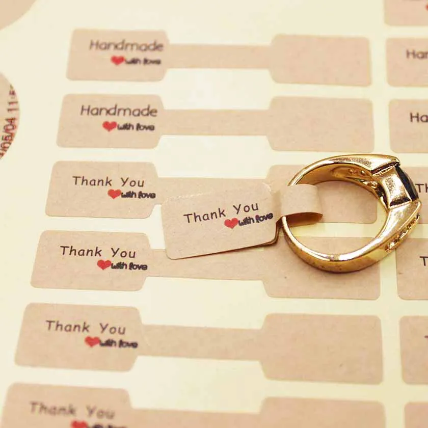 500PCS multistyle ring folded labels white/kraft Thank You with love