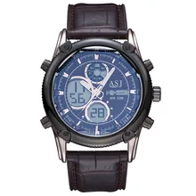 2016 marca de design de moda digital LED man masculino relógio exército esporte militar de pulso de presente de luxo de couro quartz negócios assista b003