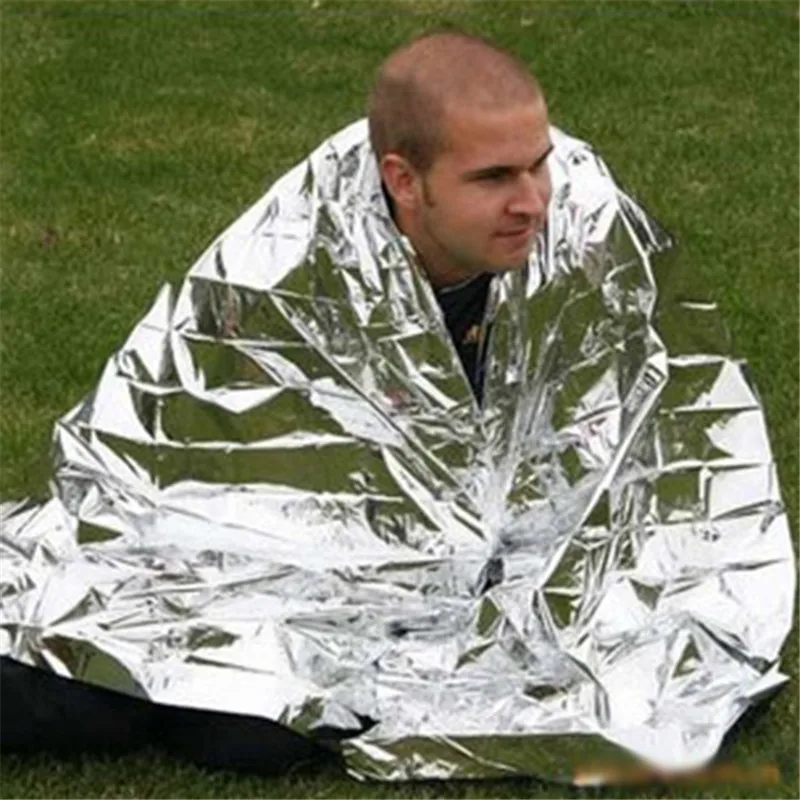 

Outdoor Emergency Tin Foil Survival Keep Warm Gear Rescue Space Silver Mylar Thermal Blanket Wrap