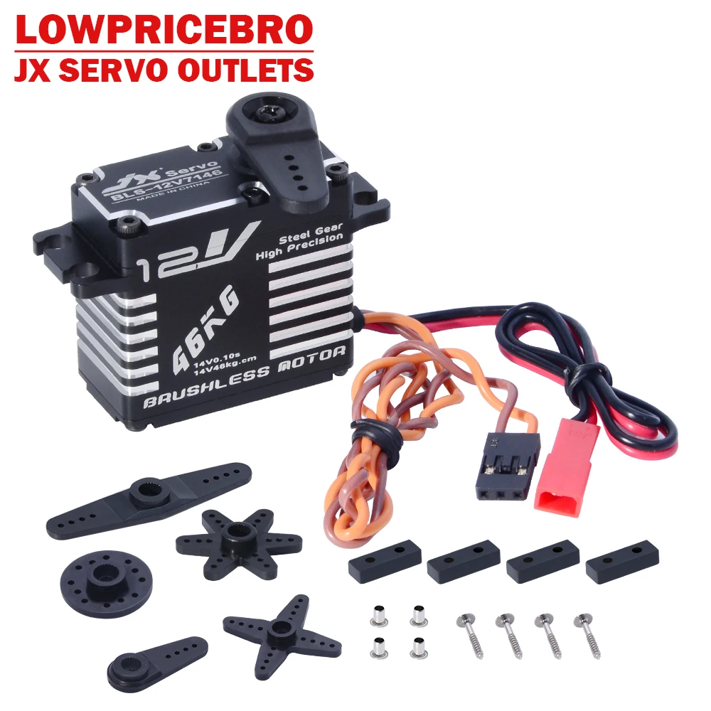 

JX BLS-12V7146 46 кг высокоточная стальная шестерня с ЧПУ цифровой бесщеточный сервопривод для радиоуправляемого автомобиля гусеничной лодки самолета вертолета
