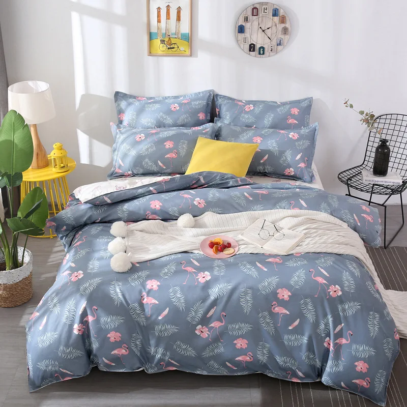 Printed Duvet Cover Bedding Set W Pillowcase Single Double King Size Quilt Cover 