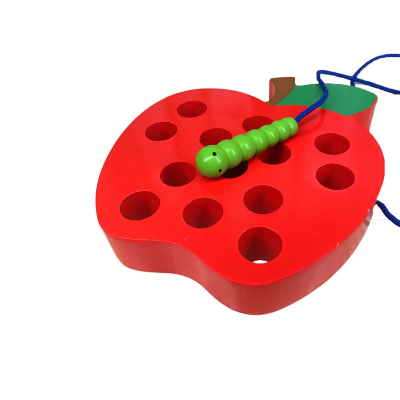 Червь едят фрукты игрушки с нанизыванием деревянный лабиринт Threading Дети Ранние образовательные одежды бусины игрушки для детей цвет когнитивные игрушки