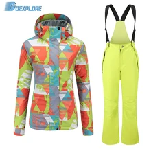 Goexplorer ski costume femmes Snowboard ensemble épaissir chaud coupe-vent hiver neige costume femme respirant en plein air imperméable vêtements de ski(China)