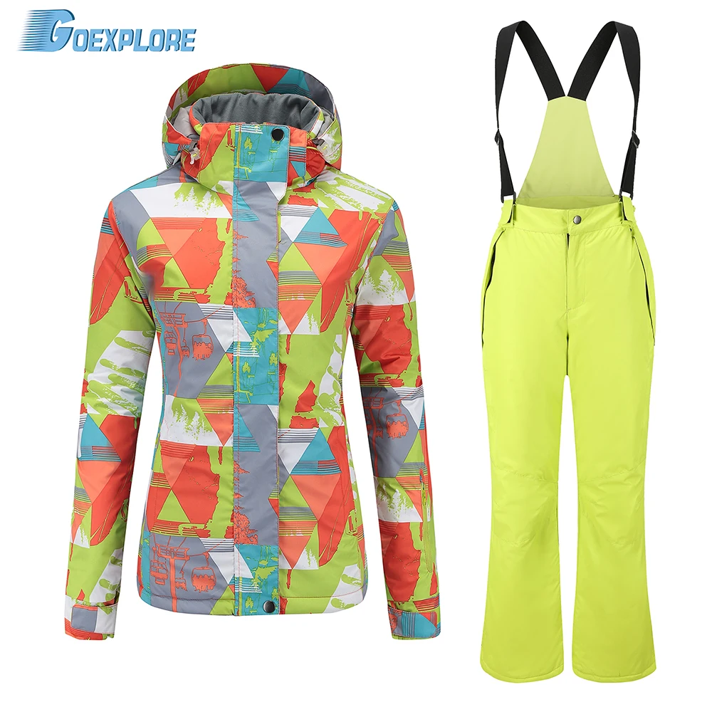 Goexplore Skiing Suit Women Snowboard Set Thicken Warm Windproof Winter Snow Suit Female Breathable Outdoor Waterproof Ski wear