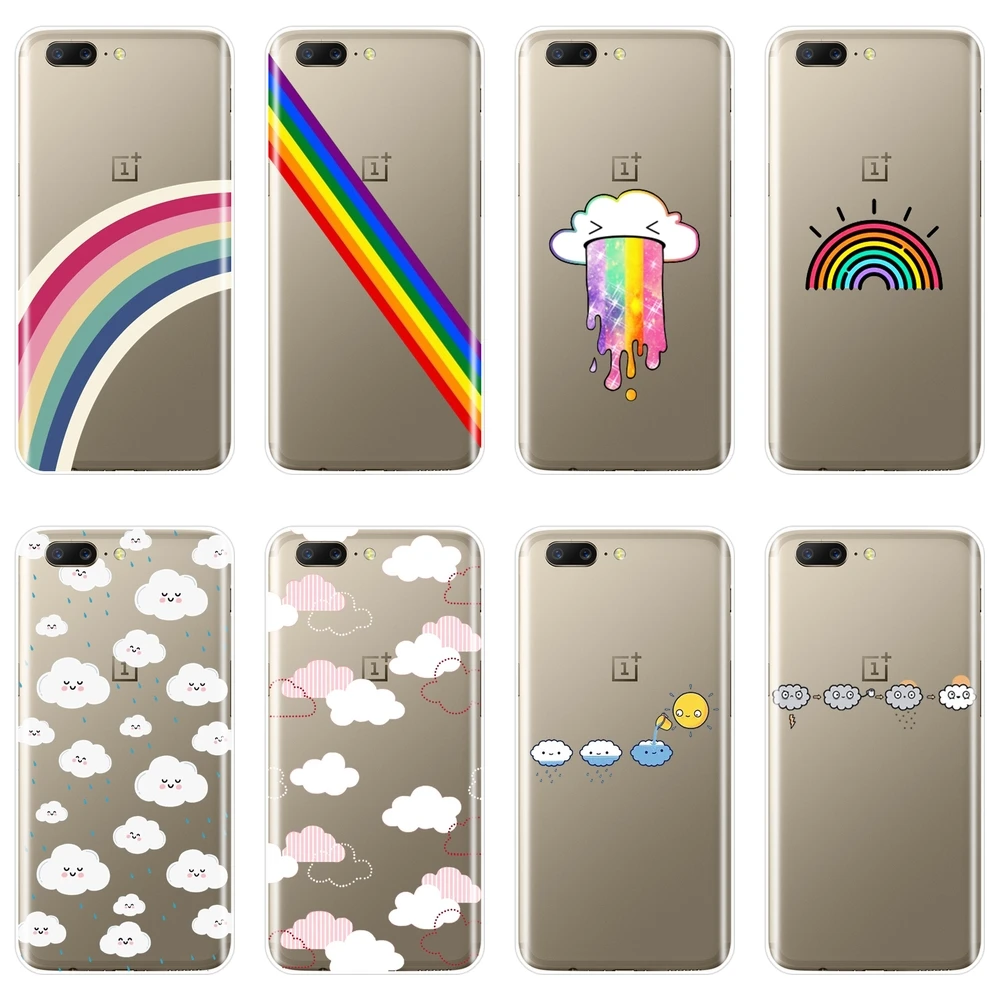 

Back Cover For One Plus 3 3T 5 5T 6 6T Soft Silicone Funny Kawaii Cloud Rainbow Cute Phone Case For OnePlus 3 3T 5 5T 6 6T Case