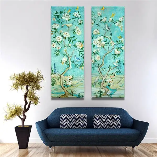 

2pieces Modern Abstract Huge Wall Art Oil Painting On Canvas Print For White Flowers No Frame Canvas Printings 30X90CMX2PCS
