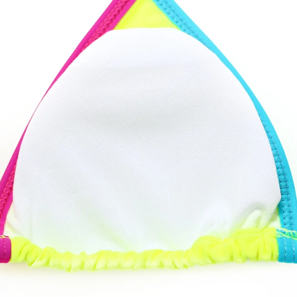 Неоновый цвет лоскутное микро бикини наборы для ухода за кожей Цельный купальник со шнуровкой Sexy Cut Out пляжная одежда купальный костюм