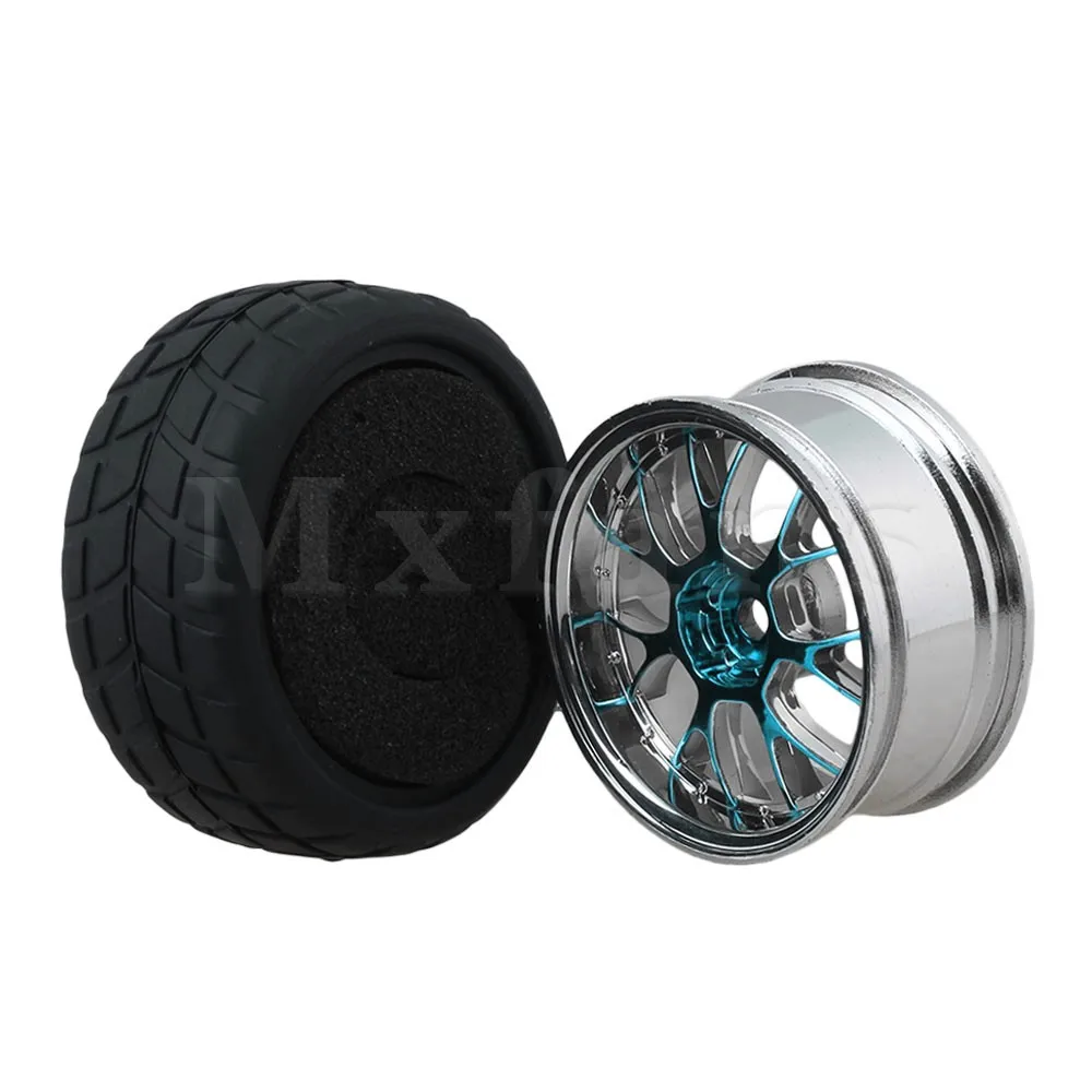 Mxfans 4 шт. RC 1:10 гоночный автомобиль Y форма синий пластик обода колеса сетка