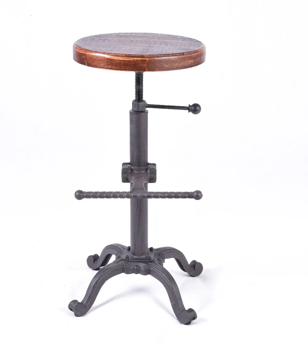 Metal Industrial Furniture Bar Stool Height Adjustable Swivel Pinewood Top Dining Chair Pipe Style Barstool Bar Stools Metal Industrial Furniture Bar Stool Height Adjustable Swivel Pinewood Top Dining Chair Pipe Style Barstool Bar Stools
