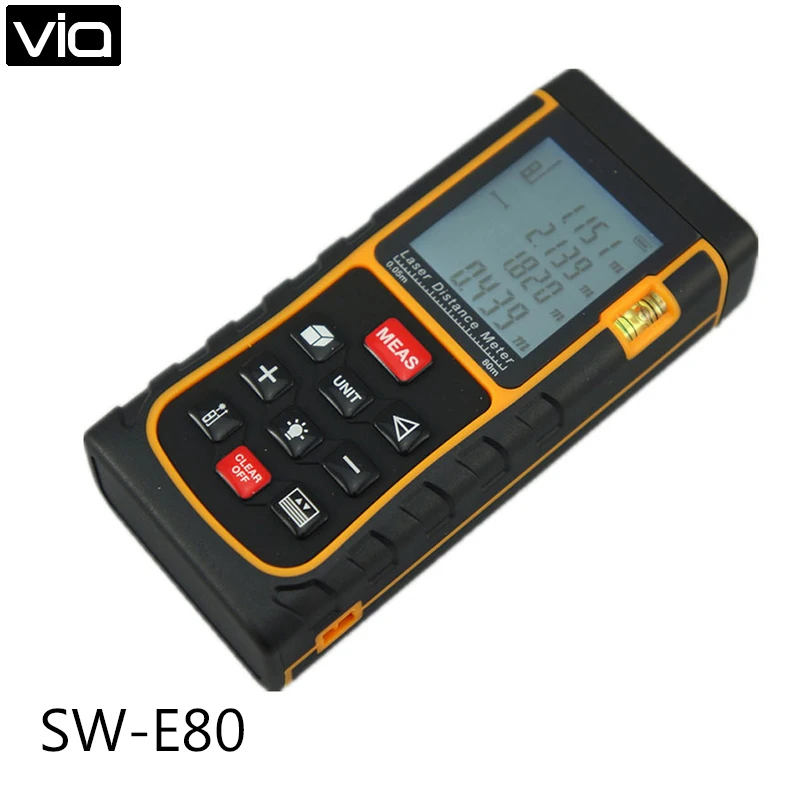 

SW-E80 Free Shipping Laser Range Finder 80M 262ft LCD Display Laser Distance Meter Digital Range Finder Laser Tape Measurer