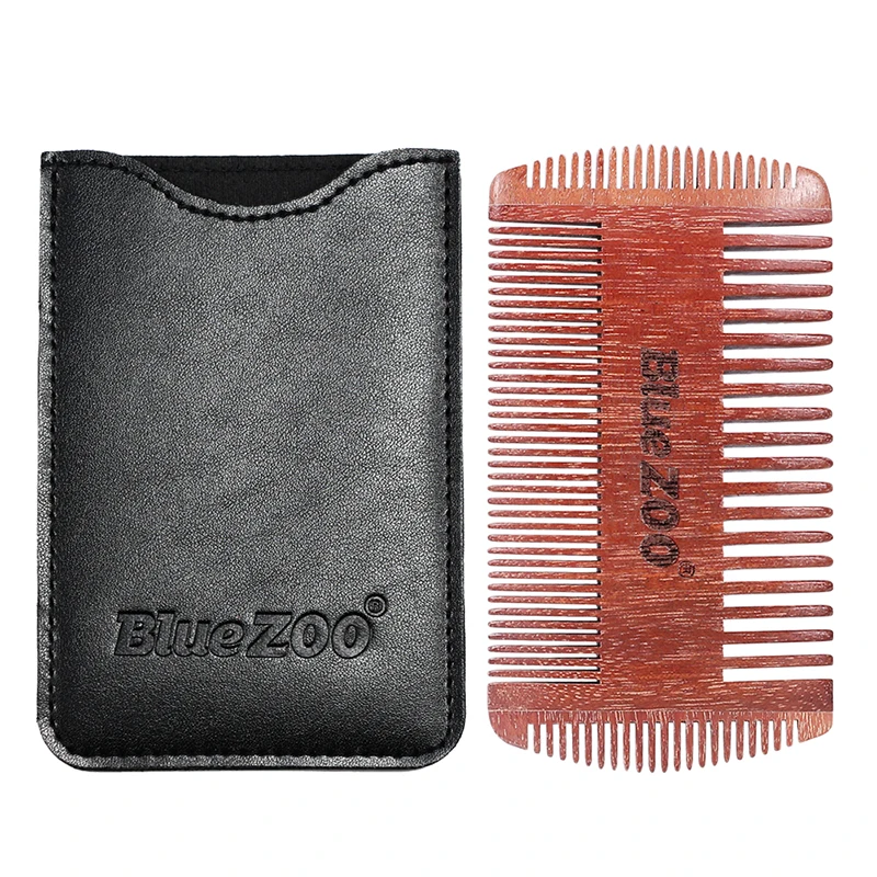 

2 in 1 Anti Static 4 Face Wooden Beard Comb Wood Pocket Comb with Fine Coarse Teeth For Beard Hair Mustaches Beard Hair Comb