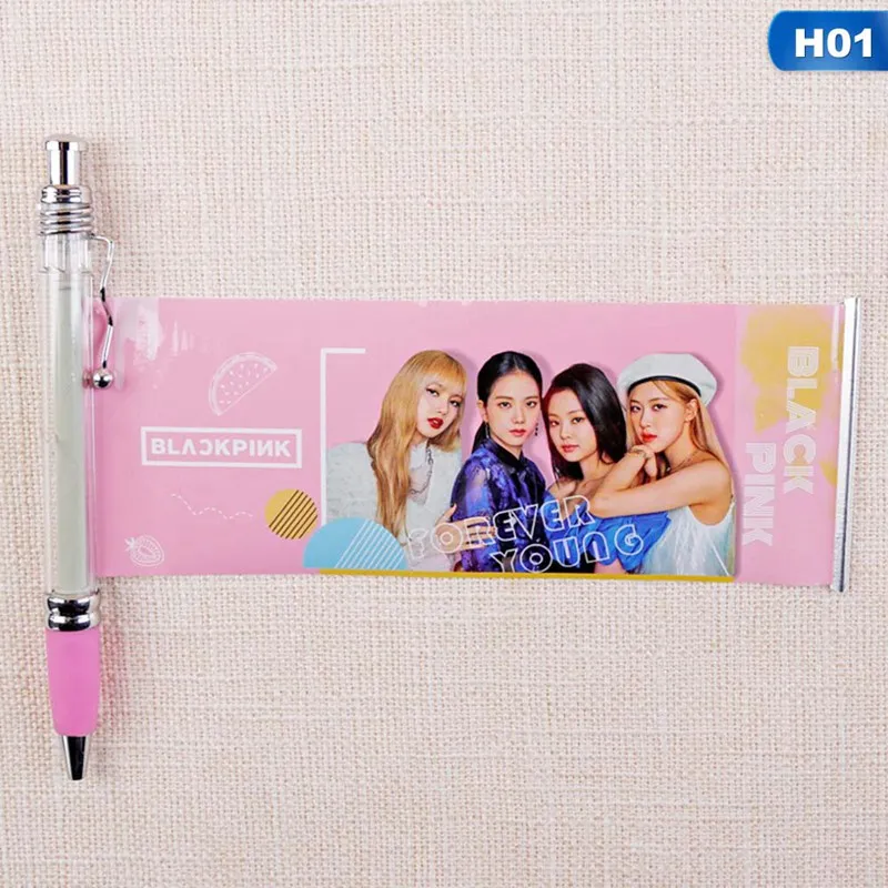 Новая Корейская звезда экзо черный розовый TXT GOT7 ITZY дважды гелевая ручка Kawaii 0,5 мм черные чернила гелевая ручка с милыми фото фанатов подарки