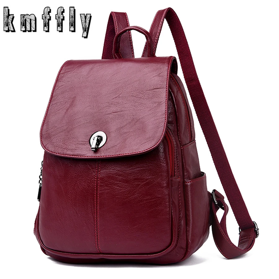 

2019 Vintage Leather Backpacks Female Travel Shoulder Bag Mochila Women Backpack Preppy Rucksacks Backpack Bags For School Girls