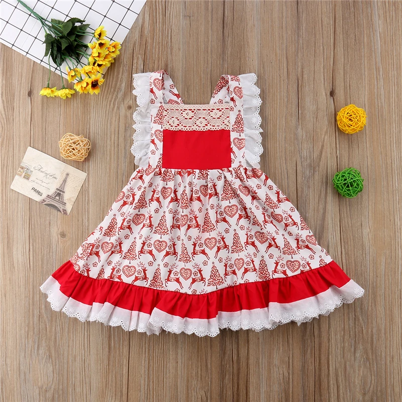 

Cute Toddler Kids Baby Girls Deer Floral Party Pageant Princess Dress Sundress