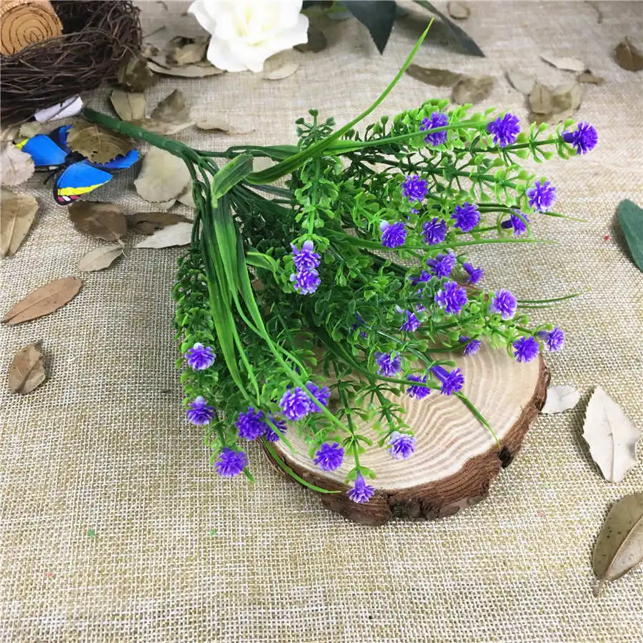 Маленькая искусственная пластиковая трава, искусственные цветы для украшения дома и сада, искусственные растения - Цвет: Blue