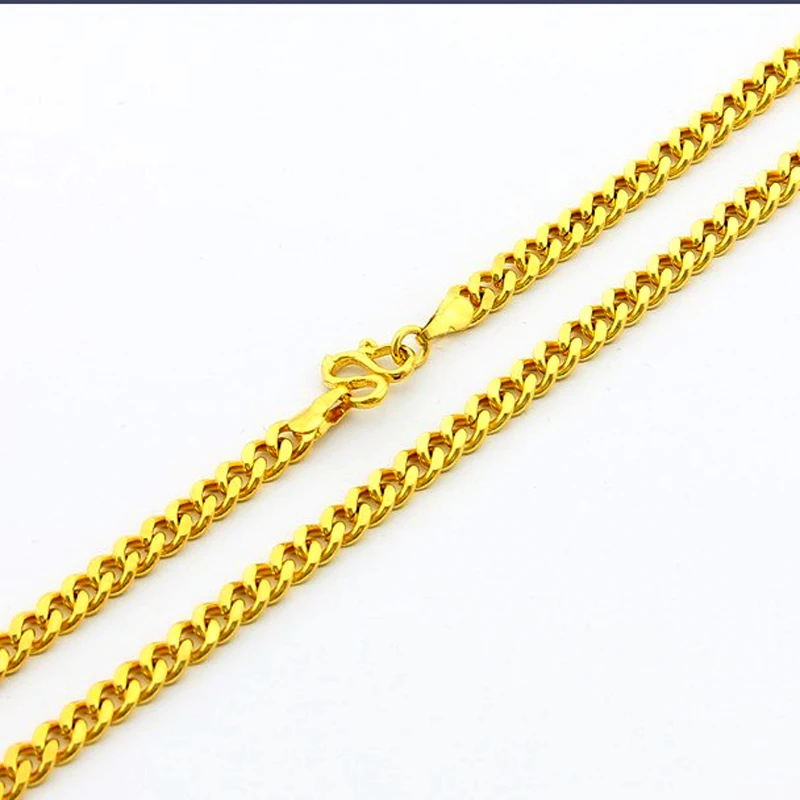 Top Quality, Wholesale Fashion men's Jewelry, 24K gold GP 5mm chain Necklace 60cm, Popular PURE
