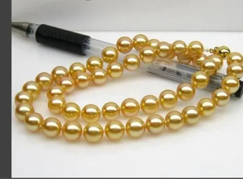 

Free Shipping >>>>>ELEGANT ROUND 10-11MM SOUTH SEA GOLD PEARL NECKLACE 18INCH