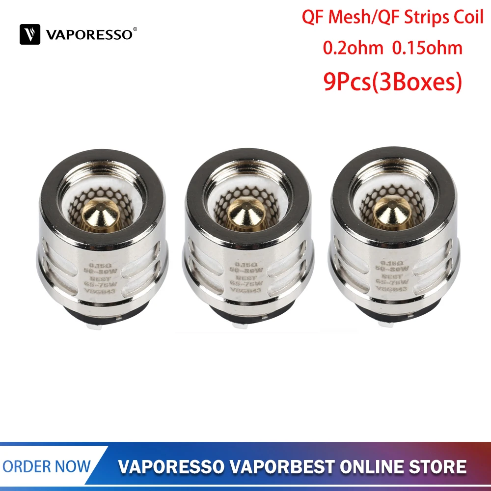 

9Pcs Original Vaporesso QF Mesh Coil QF Strips Coil Head 0.2ohm 0.15ohm Vape Core For SKRR Tank Vaporesso Luxe Kit E Cigarettes