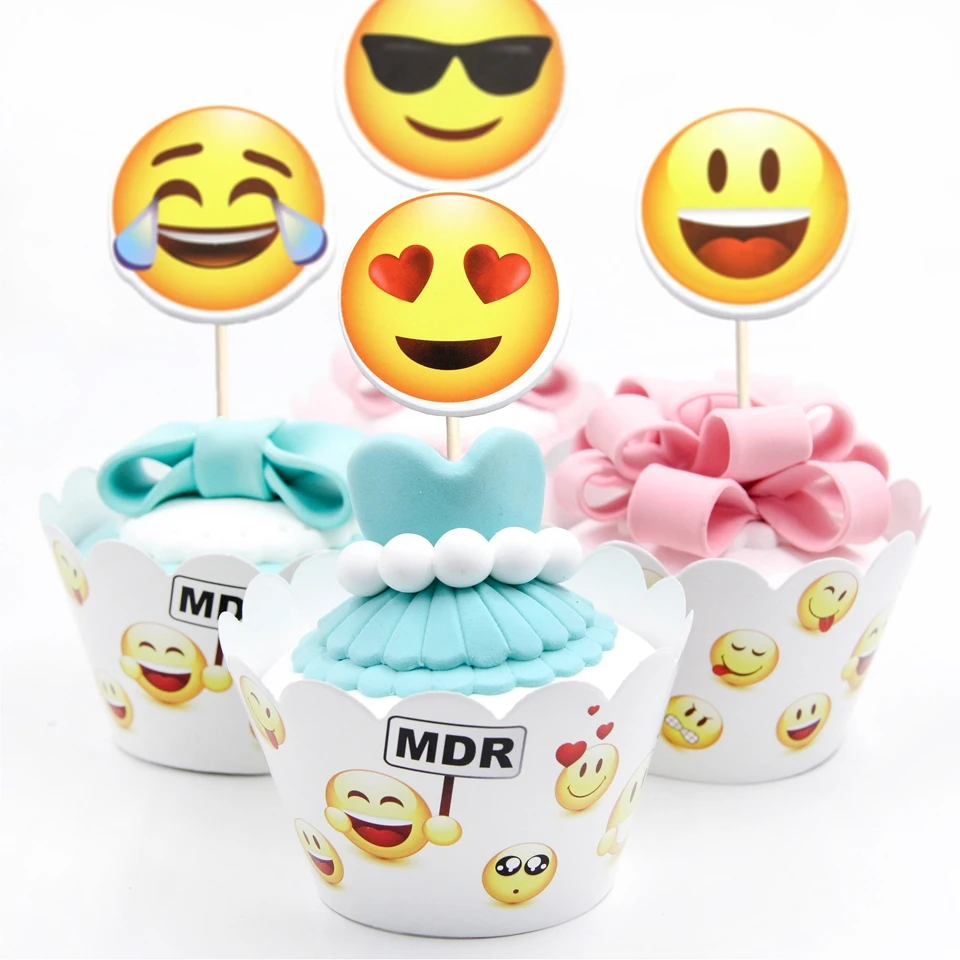 12 Pcs Ensemble Drole Emoji Bricolage Partie Gateau Topper De Mariage Heureux D Anniversaire Decorations Enfants Adulte Emoji Impression De Petit Gateau Papier Fournitures Aliexpress
