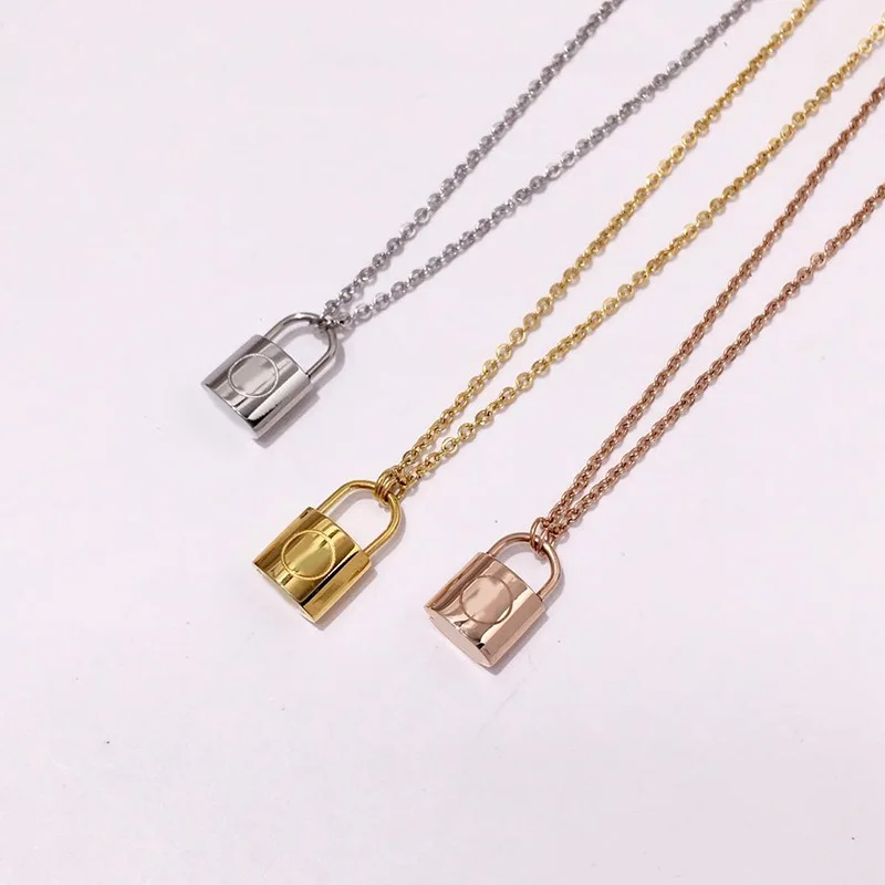 

Fashion High-Grade Titanium Steel Jewelry Charity Stereo Small Lock Necklace For Women