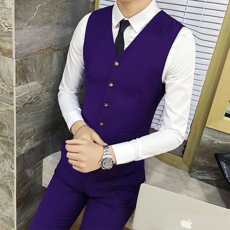 (7 Color) Mens Suit Vest Business Party Waistcoat vest Men Slim Elegant
