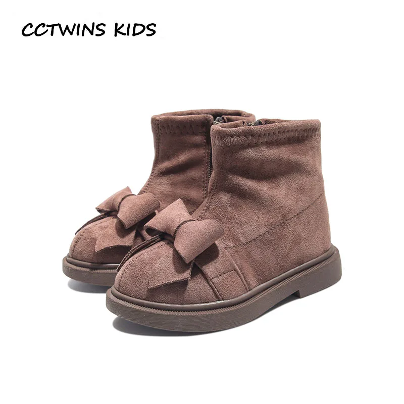 

CCTWINS KIDS 2018 Winter Children Leather Suede Boot Baby Girl Butterfly Ankle Boot Toddler Warm Shoe Black CF1641