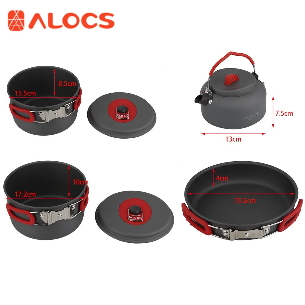 Alocs 7sets Picnic Frying Pan Kettle Aluminum Outdoor Camping Hiking Cookware Cooking Picnic Pan Pot Teapot Dishcloth 4-5 People Alocs 7sets Picnic Frying Pan Kettle Aluminum Outdoor Camping Hiking Cookware Cooking Picnic Pan Pot Teapot Dishcloth 4-5 People