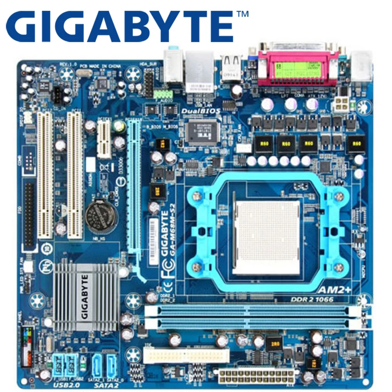 Материнская плата GIGABYTE GA-M68M-S2 630A Socket AM2 AM2+ AM3 для Phenom II Phenom Athlon Sempron DDR2 8G используется M68M-S2