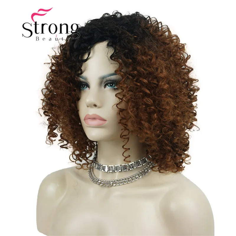 StrongBeauty афро кудрявый парик Синтетический Полный парик для женщин черный натуральный афро волосы парики