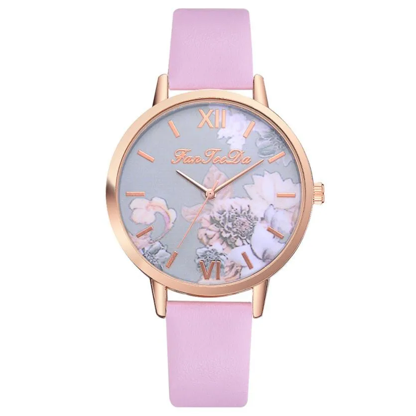 

2018 Fashion Quartz Watch Women Simple Style Flower Pattern Lady Glass Quartz Elegant Business Wrist Watch Relogio Feminino