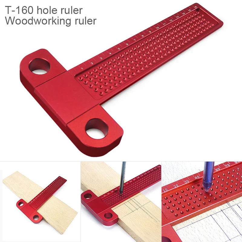 

Woodworking Scriber T-Type Ruler 160mm Hole Positioning Scribing Gauge Crossed Feet Metric Measuring JDH99