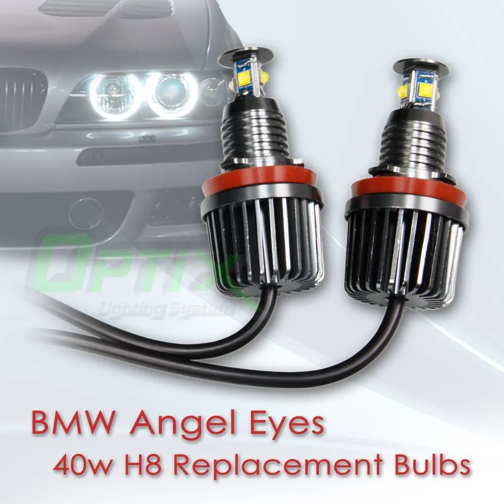 

40W For BMW H8 Angel Eyes Halo Ring LED Light (Must have Factor HID) E60 E61 E70 E71 E82 E89 E90 E92 E93 X5 1 3 5 Series - White