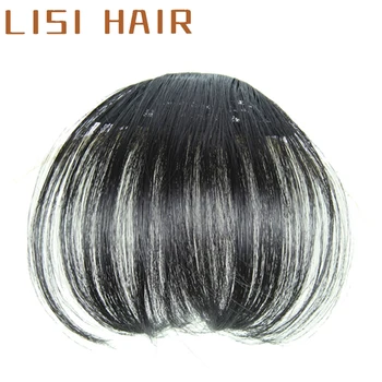 

LISI HAIR Natural Straight High Temperature Fiber Black/Light Brown/Dark Brown Women Clip-in Thin Bangs