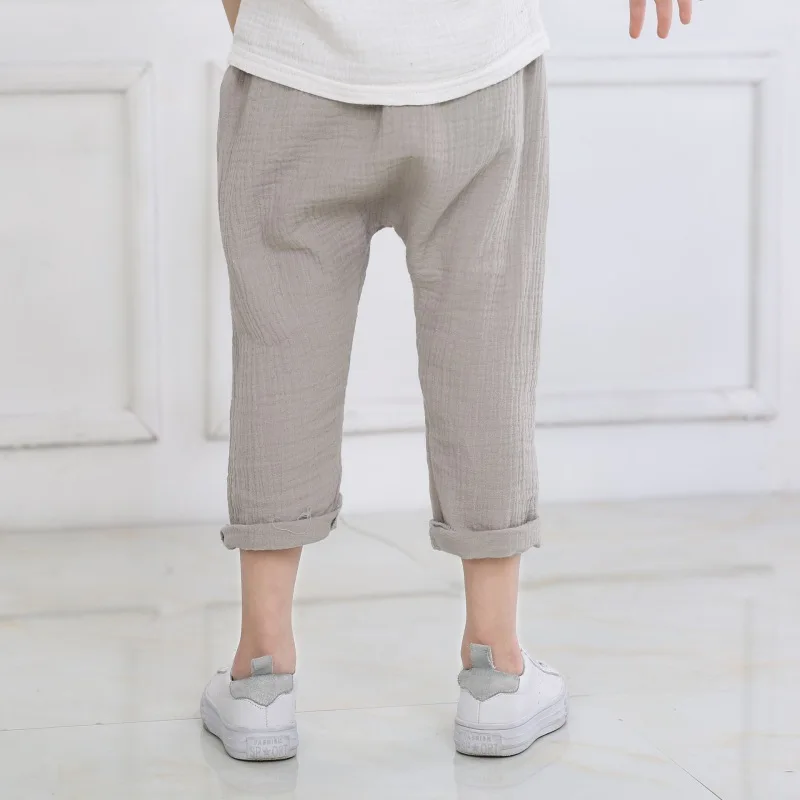 Детские льняные плиссированные брюки до щиколотки однотонные штаны | Отзывы и видеообзор -33040153916