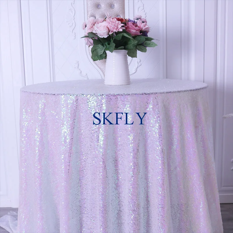 

CL076A custom made new 2019 gorgeous China factory fancy rainbow iridescence sequin wedding bridal table cloths