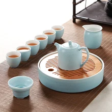 Кунг-фу чайная чашка керамический чайный сервиз чайник Набор твердой древесины дома