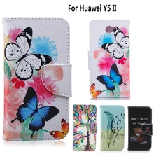 Y5 II Caso de La Cubierta del Caso del tirón para Huawei coque para fundas Huawei Y5II 2 Cubierta de 5 pulgadas + Soporte Titular de la Tarjeta caso fundas