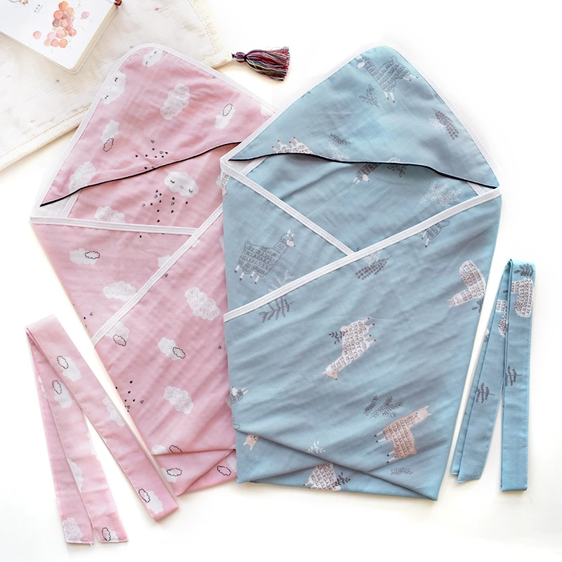 

Newborns Muslin Swaddle All Cotton Baby Blankets Infant Hoodies Wrap Bath Towel Newborns Receiving Blanket Baby Bedding 82*82cm