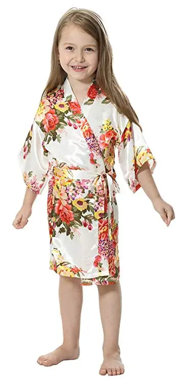 Малышей детей детские пижамы для девочек детские шелковые цветочные халаты хлопок Высокая Талия пижамы