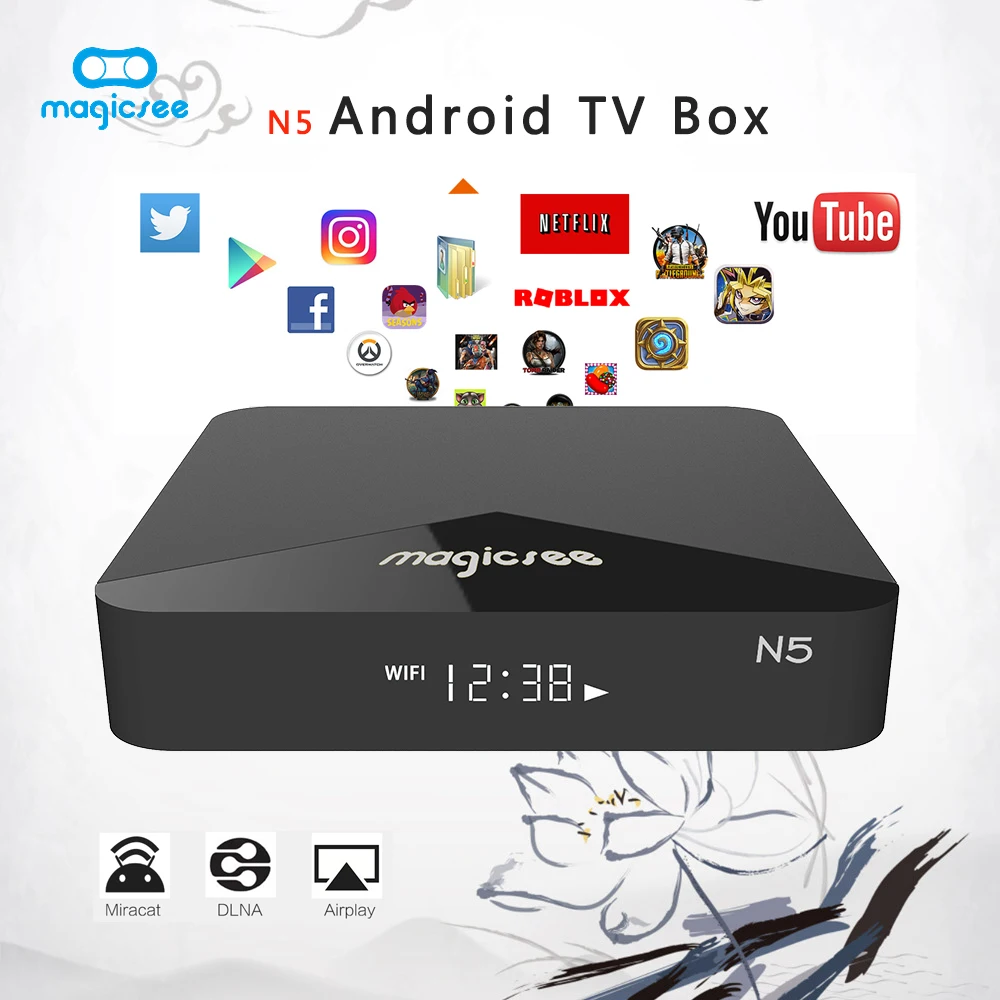 

MAGICSEE N5 Android Smart TV Box Support 4K Amlogic S905X Android 7.1 2GB RAM 16GB ROM 2.4G/5G WiFi 100Mbps BT4.1 H.265