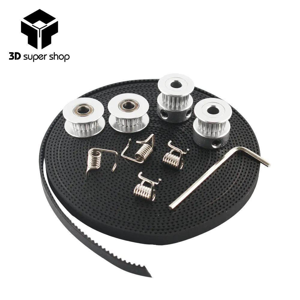 

2X GT2 Pulley 20 Teeth Bore 5mm + GT2 6mm Timing Belt & 2X Idler 4X Tensioner for 3D printer RepRap