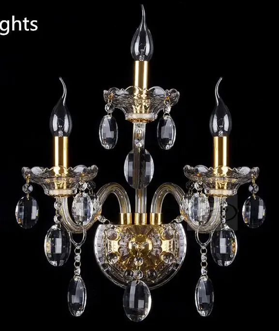 Современный настенный светильник с кристаллами, подвесной светильник для спальни, Домашний Светильник, Золотая свеча, прозрачный кристалл, настенный светильник, светодиодный настенный светильник abajur - Цвет абажура: 3 heads