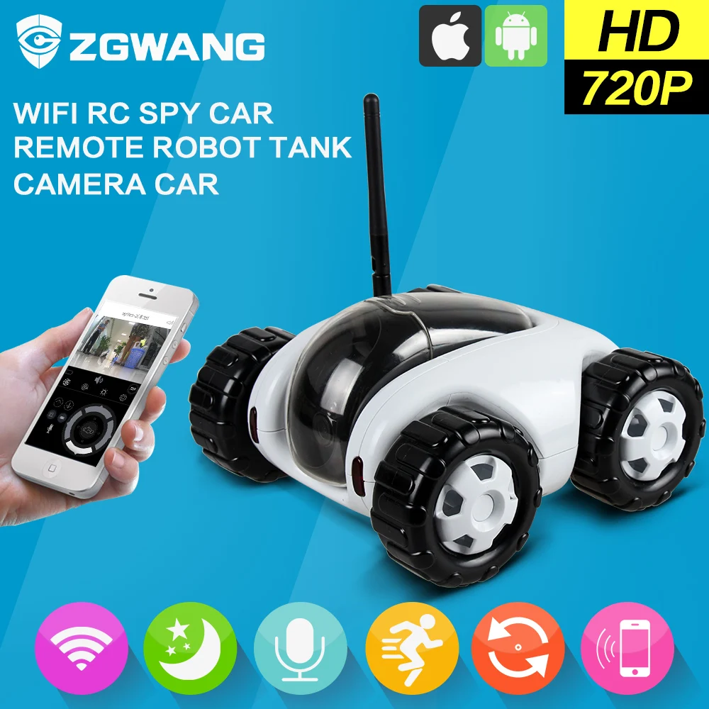 ZGWANG 720p HD car camera Wireless WiFi RC Spy Car CCTV Systems Infrared IP Camera Night