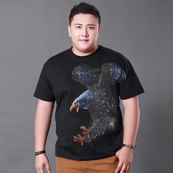 

tops Free shipping summer black Tees plus size 2XL-8XL cotton t shirt o-neck Casual short-sleeve print animal T-shirt hiphop