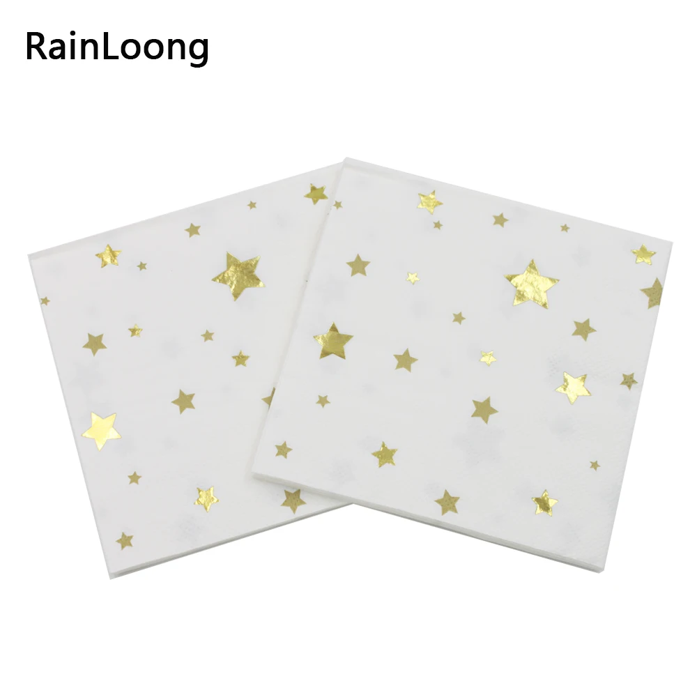 [RainLoong] бумажная салфетка для напитков из золотой фольги с пятиконечными звездами